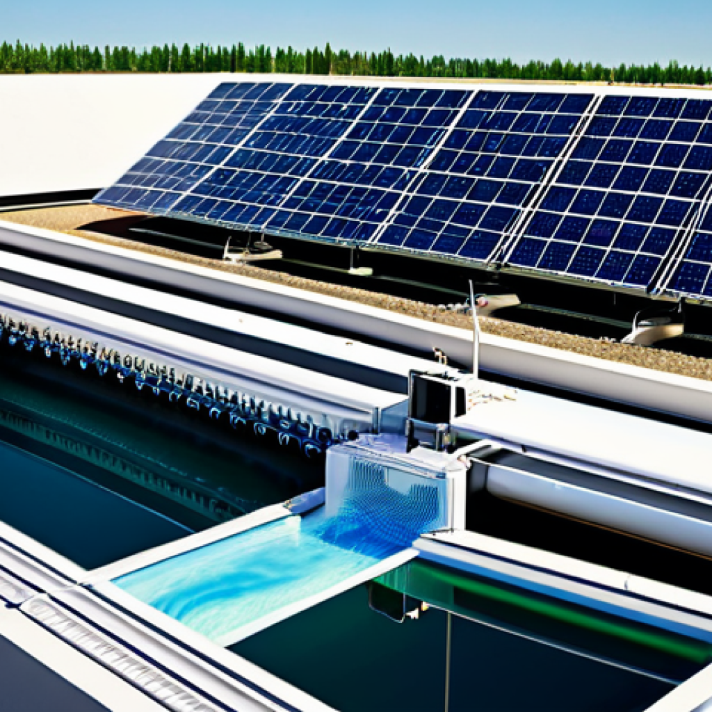 그린 수소 경제의 환경적 지속 가능성 - **Prompt:** "A modern electrolysis plant powered by a vast solar panel array, showing water being sp...