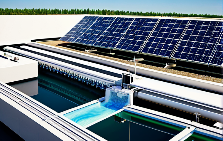 그린 수소 경제의 환경적 지속 가능성 - **Prompt:** "A modern electrolysis plant powered by a vast solar panel array, showing water being sp...