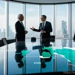 Home 15 그린 수소와 정부 정책의 상관관계 - **Prompt: Visionary Summit for Green Hydrogen Future**
A wide-angle, cinematic shot of diverse i...