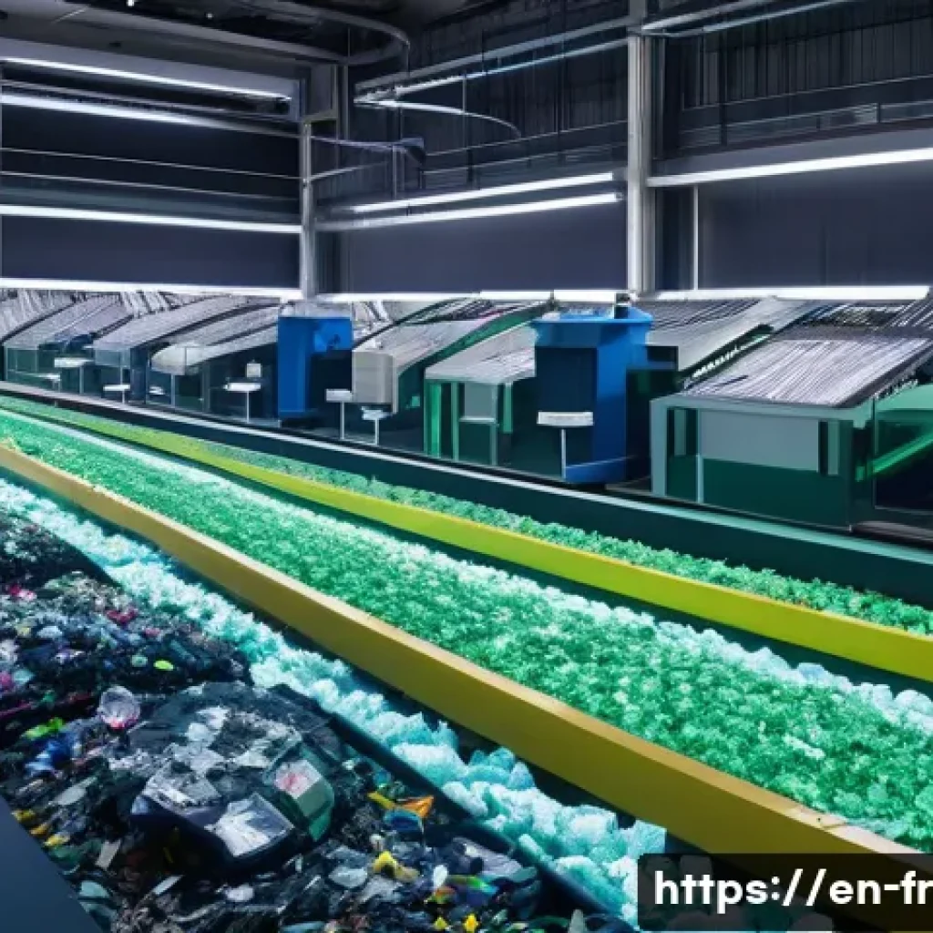 그린 수소와 산업 폐기물 활용 - **Prompt:** A highly advanced, brightly lit industrial facility showcasing the transformation of div...