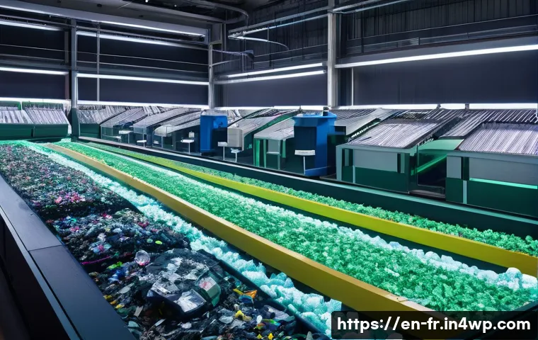 그린 수소와 산업 폐기물 활용 - **Prompt:** A highly advanced, brightly lit industrial facility showcasing the transformation of div...